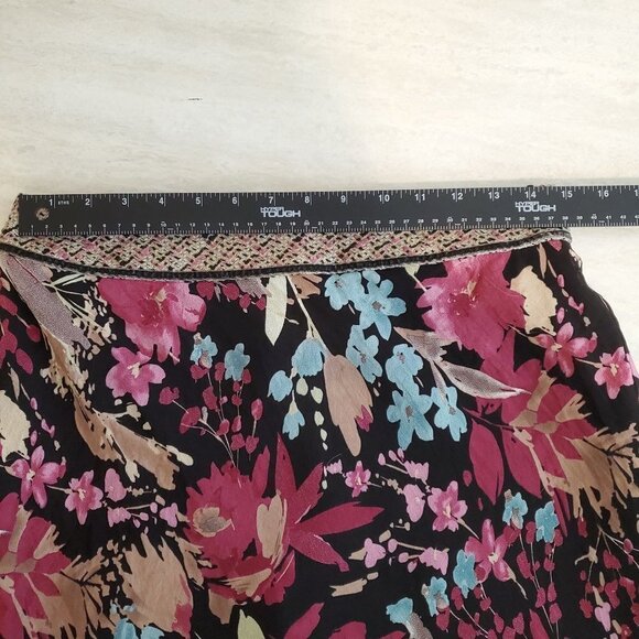 TapeMeasure Skirt Womens 6 Floral Black Pink Y2K 90s‎ Vintage Cottagecore - Picture 5 of 14